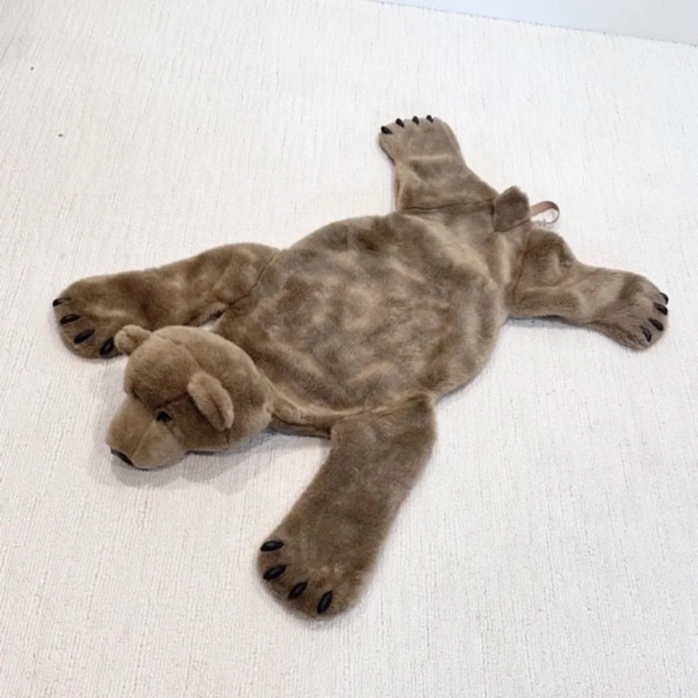 JAAG Plush Brown Bear 37” Jumbo Lays Flat Realistic Head Handles Pocket PJ Bag